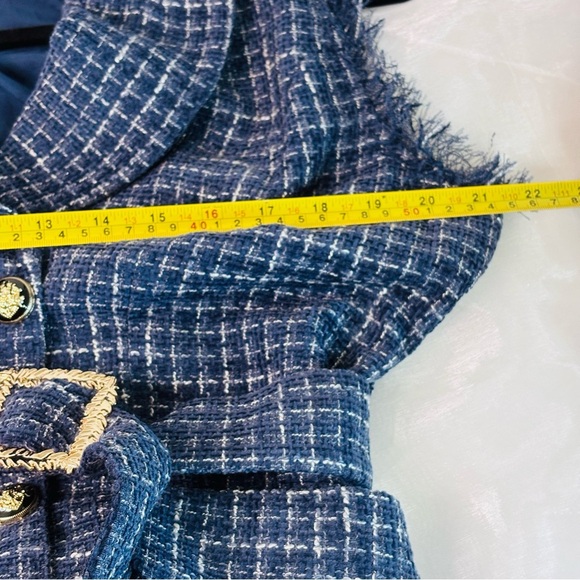 GRACE KARIN Women Tweed Sleeveless V Neck Button Down Dress Pockets Navy Blue LG - Picture 12 of 14